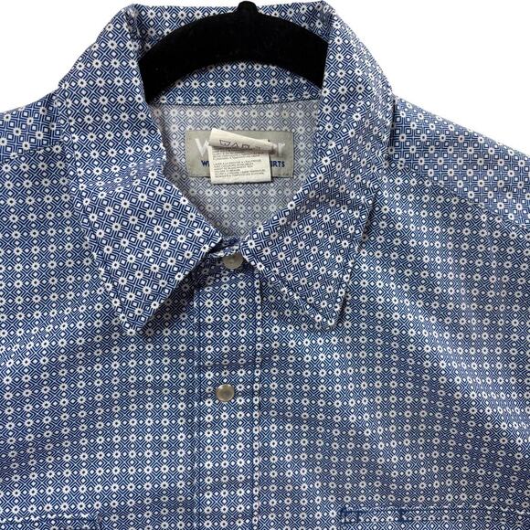 Wrangler Wrancher Shirt Lg. Pearl snaps Blue Timeless western Ranchlife cowboy - Picture 5 of 7
